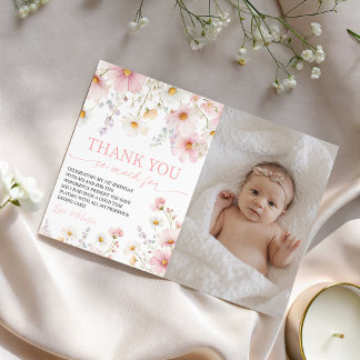 Wildflower Photo Birthday Thank You Card