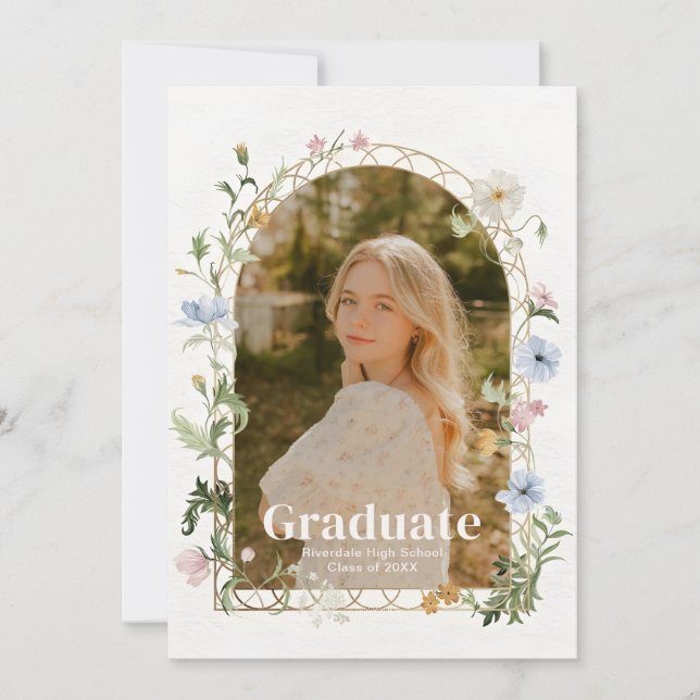 Wildflower Photo Graduation Party Invitation (Front)
