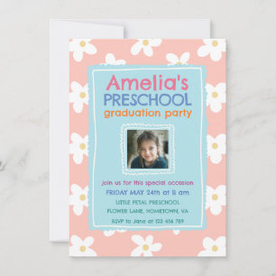 Wildflower Photo Preschool Graduation Party Invitation
