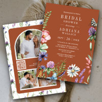 Wildflower Photo QR Code Terracotta Bridal Shower