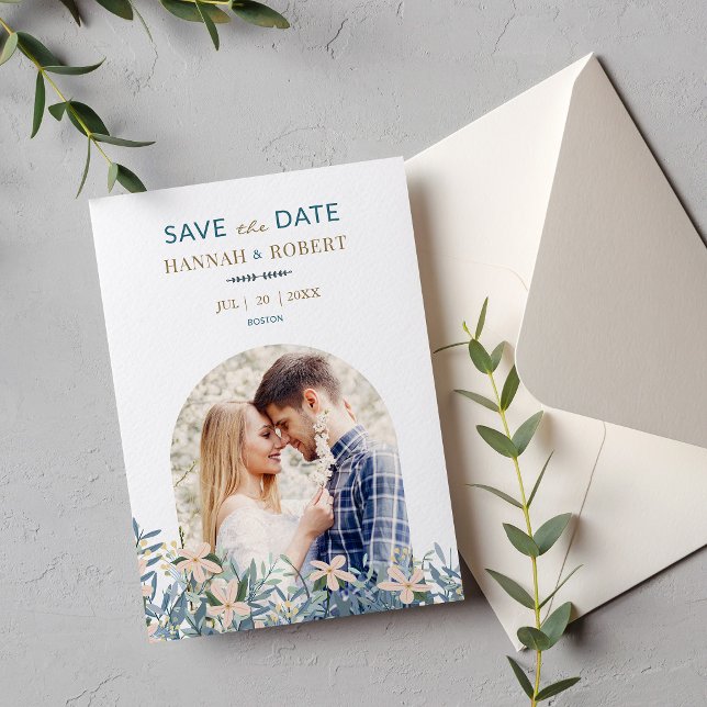 Wildflower Photo Save the Date Wedding card (Creator Uploaded)