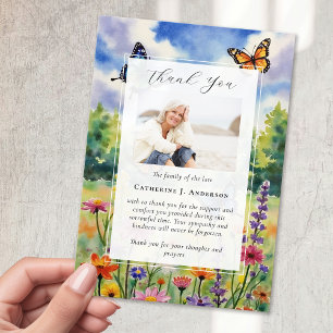 Wildflower Photo Sympathy Funeral Memorial Thank You Card