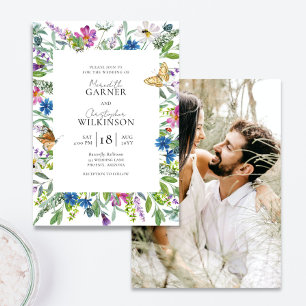 Wildflower Photo Wedding Invitation