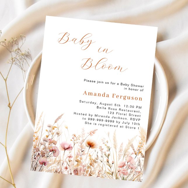 Wildflower pink beige bloom budget Baby Shower (Creator Uploaded)