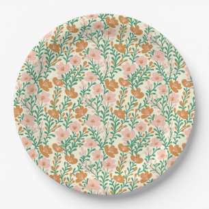 Wildflower Pink Blooms Floral Baby Shower Custom Paper Plate