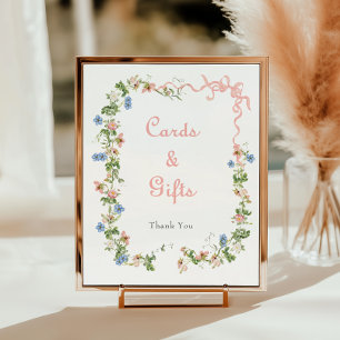 Wildflower Pink Bow Baby Shower Cards and Gifts Poster