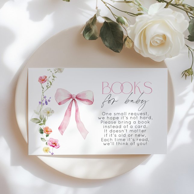 Wildflower Pink Bow Books for baby ticket Enclosure Card (Creator Uploaded)