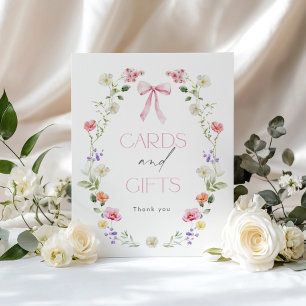 Wildflower Pink bow Cards and gifts Poster
