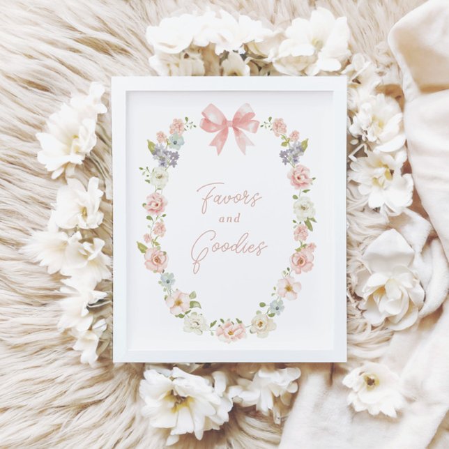 Wildflower Pink Bow Girls Favours & Goodies Sign (Creator Uploaded)