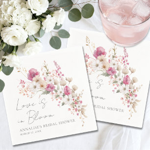Wildflower Pink Floral Bridal Shower Napkin