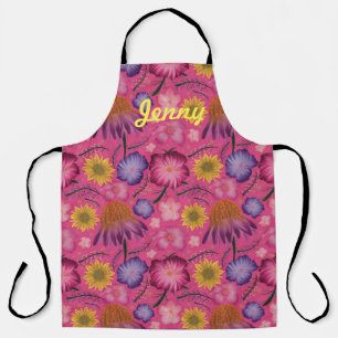Wildflower Pink Floral Personalized Apron