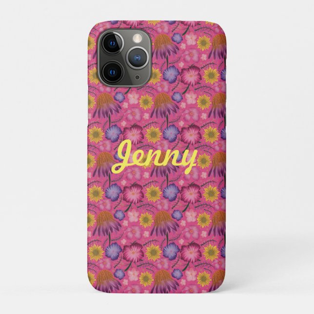 Wildflower Pink Floral Personalized Case-Mate iPhone Case (Back)