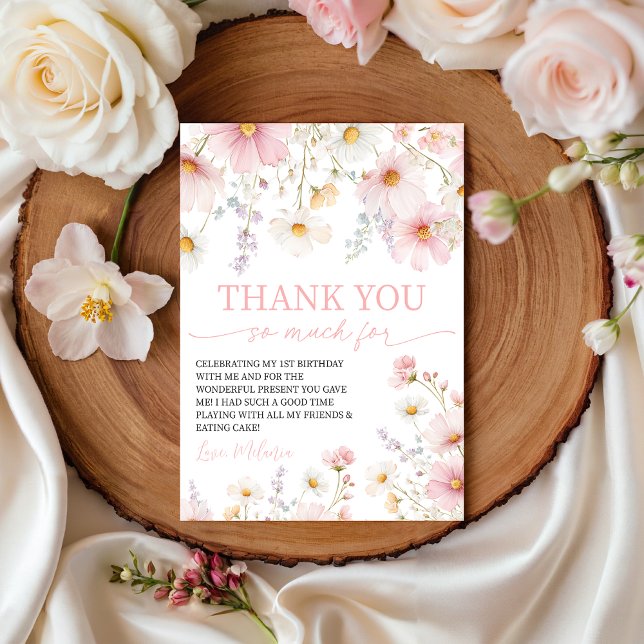 Wildflower Pink Floral Thank You Card (Creator Uploaded)