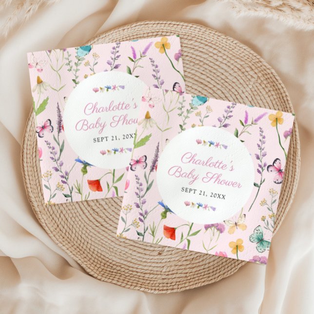 Wildflower Pink Girl Baby Shower Custom Napkin (Creator Uploaded)