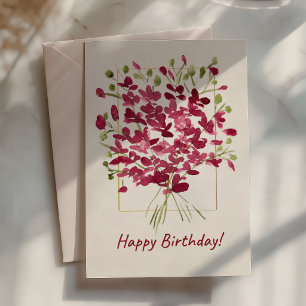 Wildflower Pink Posie Watercolor Birthday Card