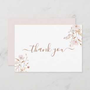 Wildflower pink thank you card