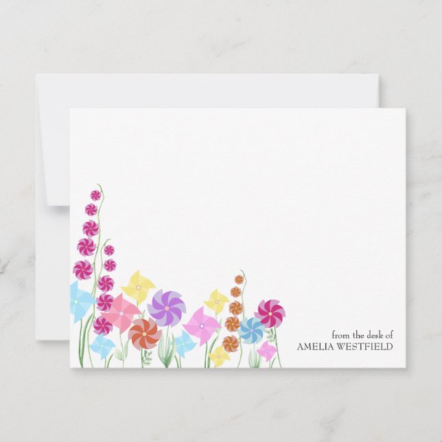 Wildflower Pinwheels Pretty Stylized Wild Flower Card (Front)