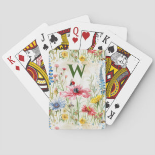 Wildflower  Playing Cards with Initial Ladybugs