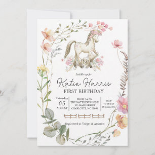 Wildflower Pony Birthday Invitation