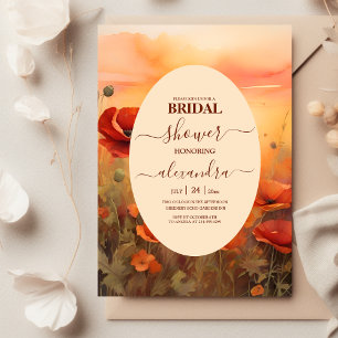 Wildflower poppy minimalist modern bridal shower invitation