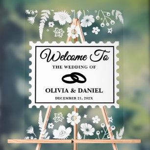 Wildflower Postage Stamp Wedding Welcome Acrylic Sign