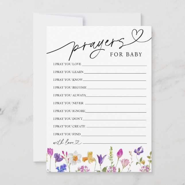 Wildflower Prayers and Wishes for Baby Card (Front)