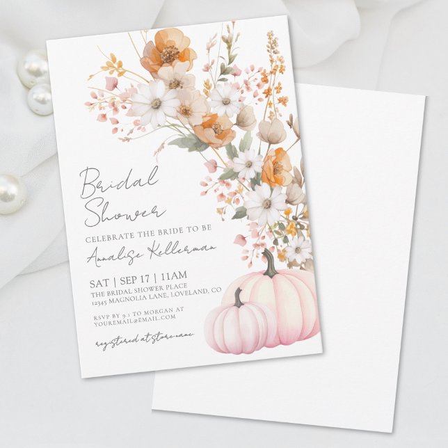 Wildflower Pumpkin Floral Bridal Shower Invitation (Wildflower Pumpkin Floral Bridal Shower Invitation)