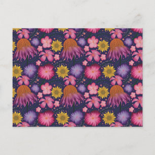 Wildflower Purple Floral Pattern Postcard