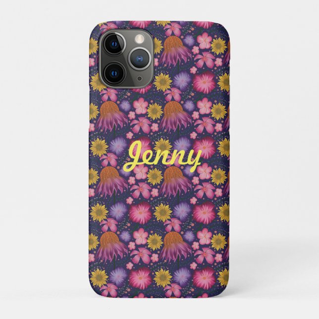 Wildflower Purple Floral Personalized  Case-Mate iPhone Case (Back)