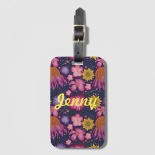 Wildflower Purple Floral Personalized Luggage Tag