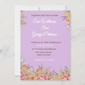 Wildflower Purple Floral Wedding Invite 