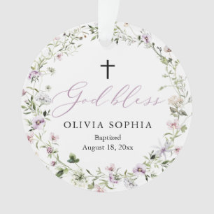Wildflower Purple Girl Baptism Acrylic Ornament