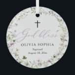 Wildflower Purple Girl Cross Baptism Ornament<br><div class="desc">Wildflower Purple Girl Photo Baptism Ornament</div>