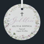 Wildflower Purple Girl Cross Baptism Ornament<br><div class="desc">Wildflower Purple Girl Photo Baptism Ornament</div>