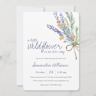 Wildflower Purple Lavender Baby Shower Invitation