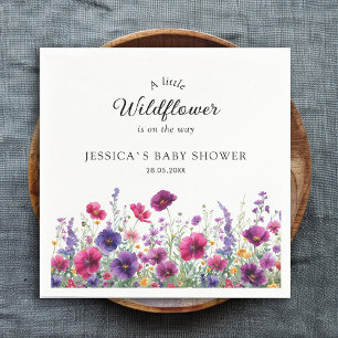 Wildflower, Purple-Pink-Flower Baby Shower Napkins