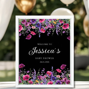 Wildflower, Purple-Pink-Flower Baby Shower Poster
