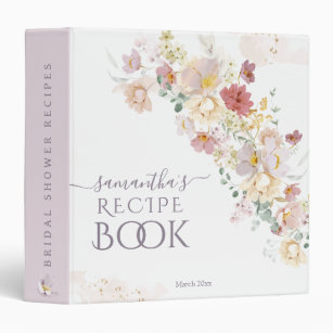Wildflower Purple Spring Bridal Recipe Book Binder
