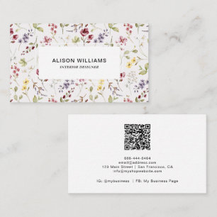 Wildflower QR Code Spring Flower Pattern Business Card