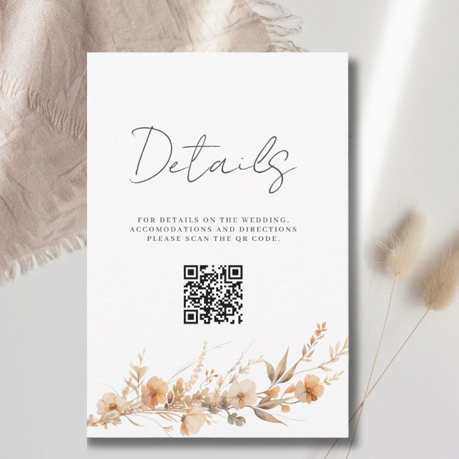 Wildflower QR Code Wedding Detail Enclosure  Card (Creator Uploaded)