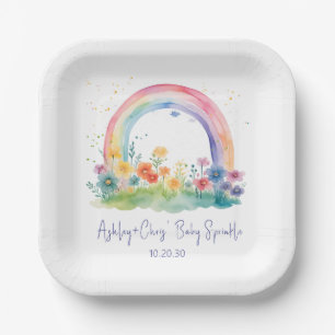 Wildflower Rainbow Baby Girl Sprinkle Paper Plate