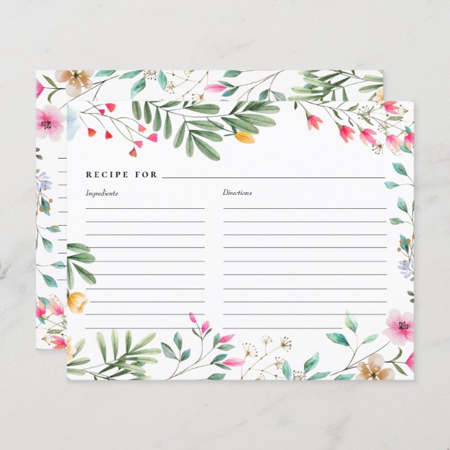 Wildflower Recipe Cards (Front/Back)