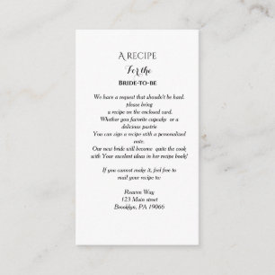 Wildflower Recipe request bridal shower Enclosure Card