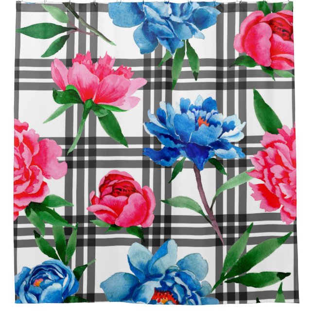 Wildflower red and blue peonies flowers pattern in (Front)