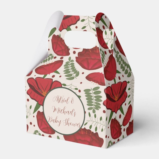Wildflower Red Poppy Baby Shower Favor Box (Front Side)