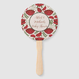 Wildflower Red Poppy Baby Shower Hand Fan
