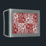 Wildflower Red White Tiled Pretty Floral Chequered Rectangular Belt Buckle<br><div class="desc">This beautiful, unique belt buckle design has a repeating and alternating square block / chequerboard pattern filled with red and white flower silhouettes. The pretty, tiled flowers have thorns and resemble English wild roses, yet the colours and design of the pattern make it look somewhat oriental. This is a very...</div>