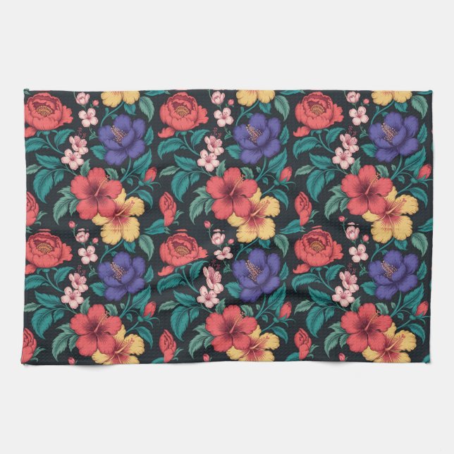 Wildflower Repeat Pattern Kitchen Towel (Horizontal)