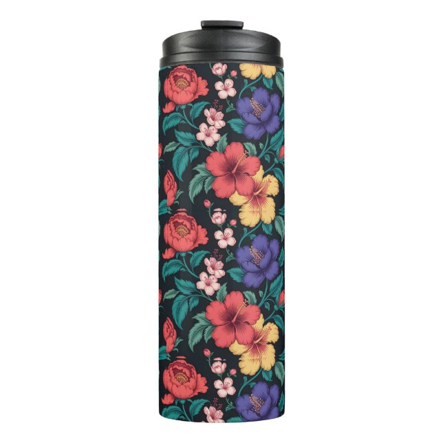 Wildflower Repeat Pattern Thermal Tumbler (Front)