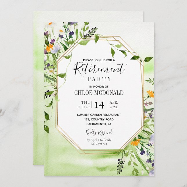 Wildflower Retirement Party invitation  (Front/Back)